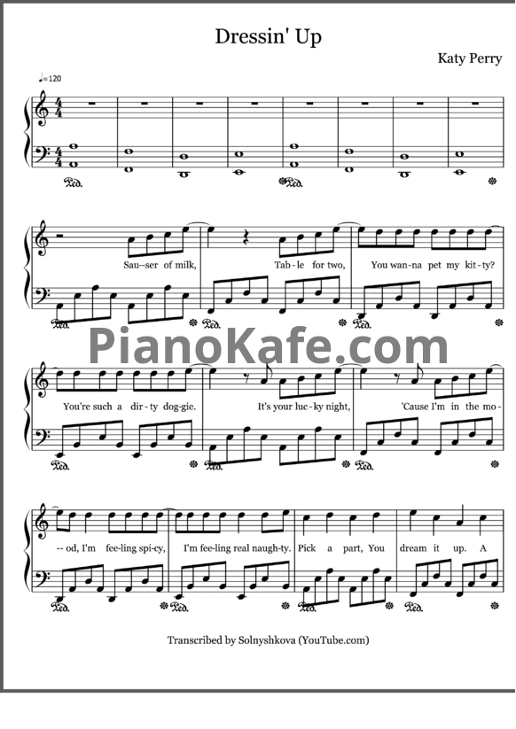 Ноты Katy Perry - Dressin' up - PianoKafe.com