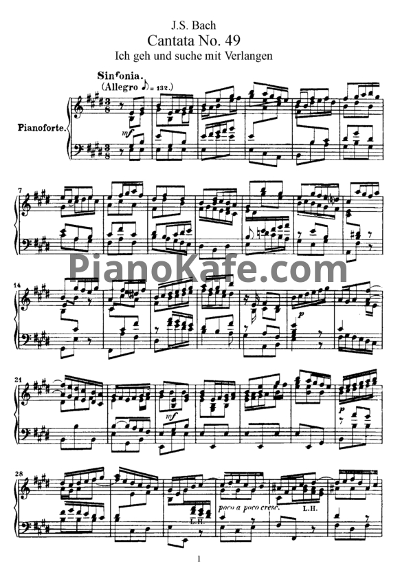 Ноты И. Бах - Кантата №49 "Ich gen und suche mit Verlangen" (BWV 49) - PianoKafe.com