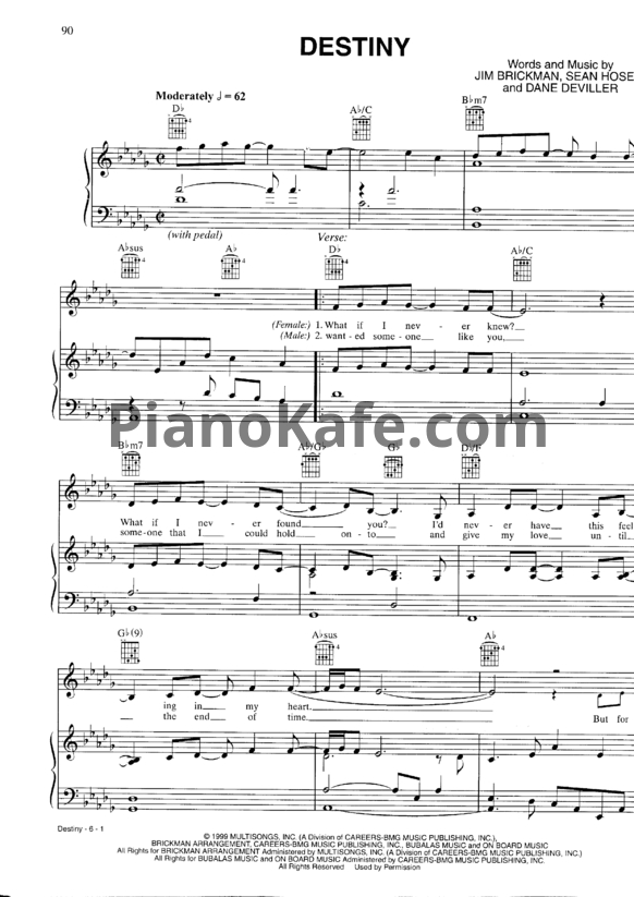 Ноты Jim Brickman - Destiny - PianoKafe.com