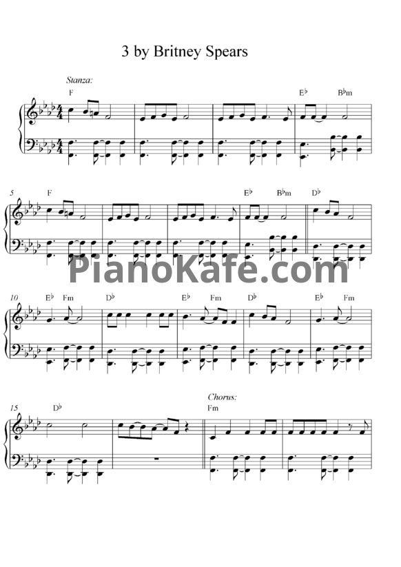 Ноты Britney Spears - Three - PianoKafe.com