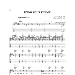 Ноты Green Day -  Know your enemy (Версия 2) - предпросмотр
