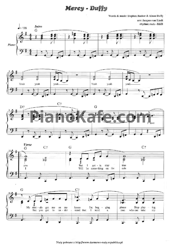 Ноты Duffy - Mercy - PianoKafe.com
