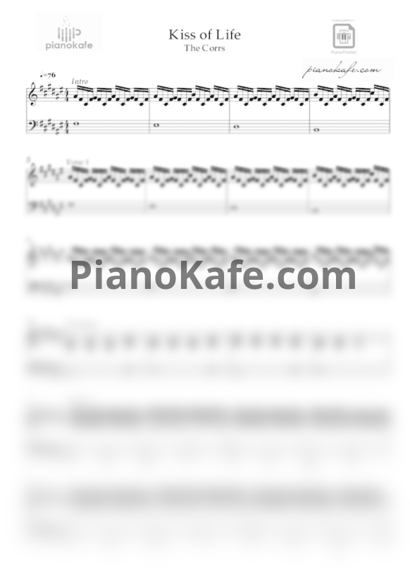 Ноты The Corrs - Kiss of life (Аккомпанемент) - PianoKafe.com