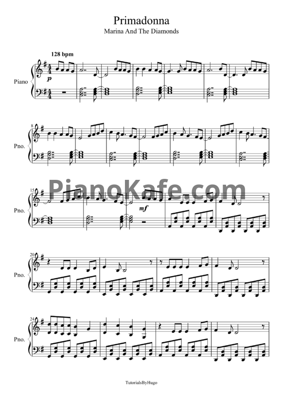Ноты Marina And The Diamonds - Primadonna - PianoKafe.com