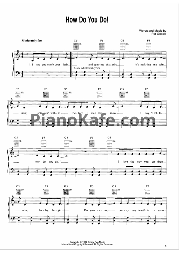 Ноты Roxette - How do you do! - PianoKafe.com