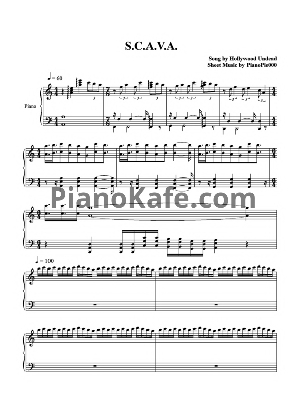Ноты Hollywood Undead – SCAVA - PianoKafe.com