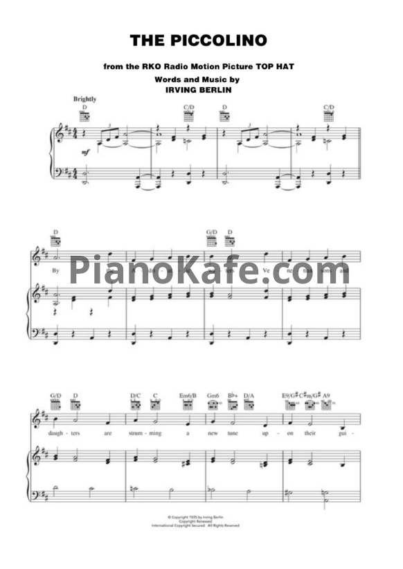 Ноты Irving Berlin - The piccolino - PianoKafe.com