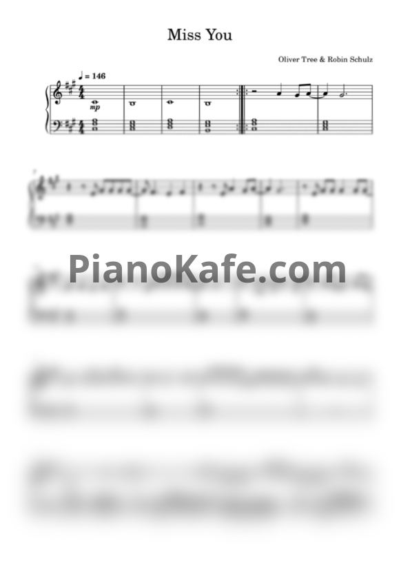 Ноты Oliver Tree - Miss you - PianoKafe.com