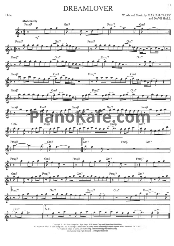 Ноты Mariah Carey - Dreamlover (Переложение для флейты) - PianoKafe.com