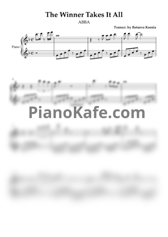 Ноты Andrew "J. Manginatti" Borisov - The Winner Takes It All (ABBA piano cover) - PianoKafe.com
