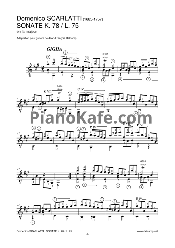 Ноты Д. Скарлатти - Соната K78/L75 - PianoKafe.com