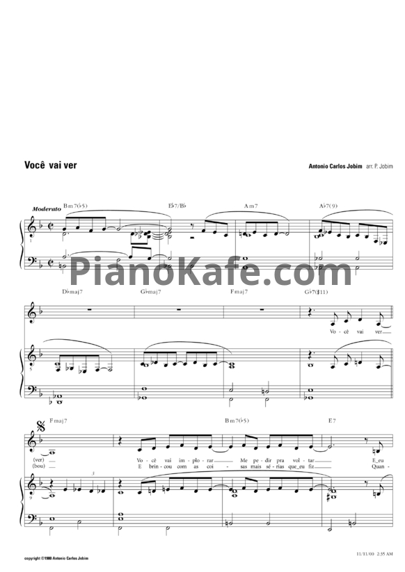 Ноты Antonio Carlos Jobim - Você vai ver - PianoKafe.com