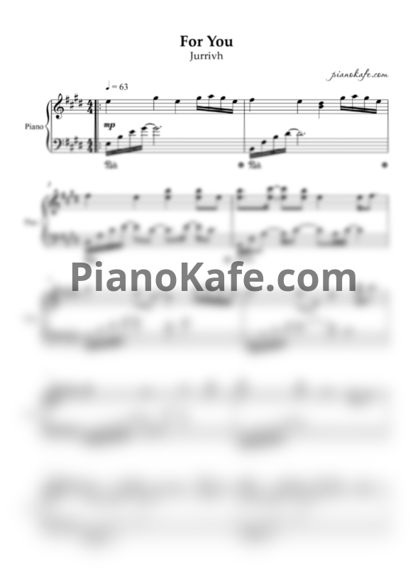 Ноты Jurrivh - For you - PianoKafe.com