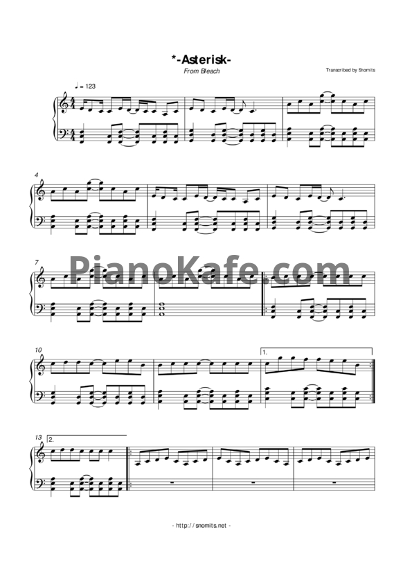 Ноты Orange Range - Asterisk - PianoKafe.com
