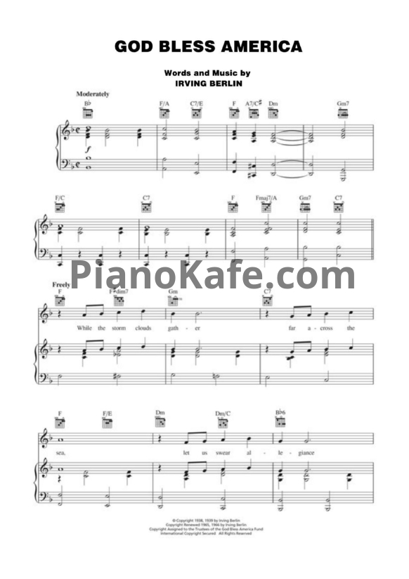 Ноты Irving Berlin - God bless America - PianoKafe.com