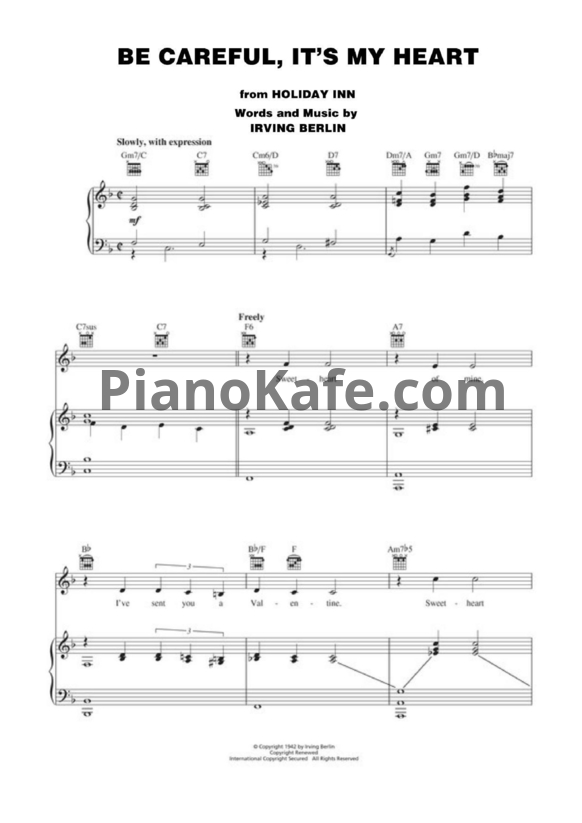Ноты Irving Berlin - Be careful, it's my heart - PianoKafe.com
