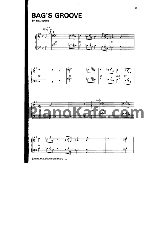 Ноты Oscar Peterson - Bag's groove - PianoKafe.com