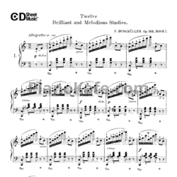 Ноты Фридрих Бургмюллер - 12 Brilliant and Melodious Studies (Op. 105, Книга 1) - предпросмотр