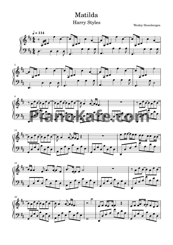 Ноты Harry Styles - Matilda - PianoKafe.com