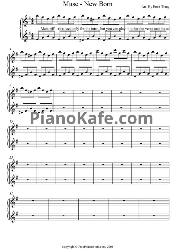 Ноты Muse - New born - PianoKafe.com