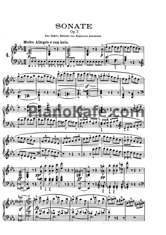 Ноты Л. Бетховен - Соната №4 (Op. 7) - PianoKafe.com