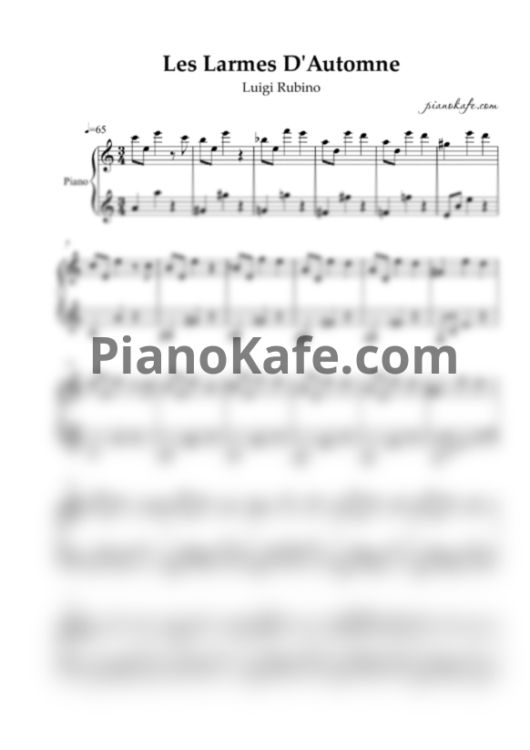Ноты Luigi Rubino - Les Larmes D'Automne - PianoKafe.com