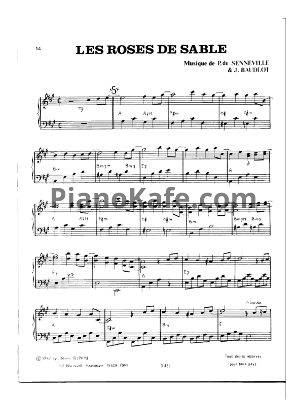 Ноты Paul de Senneville - Les roses de sables - PianoKafe.com