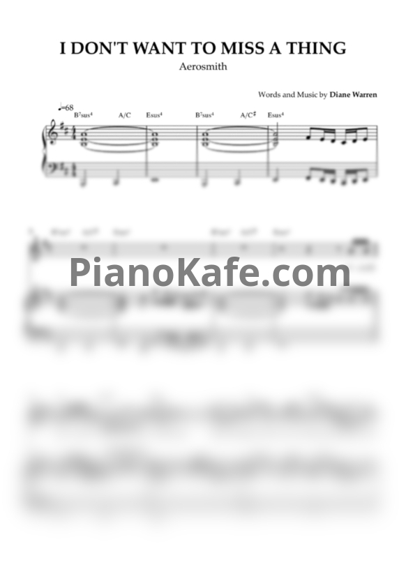Ноты Aerosmith - I don't want to miss a thing - PianoKafe.com