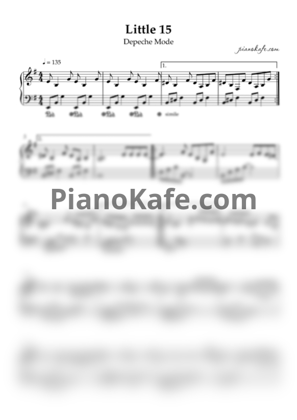 Ноты Depeche Mode - Little 15 (Piano cover) - PianoKafe.com