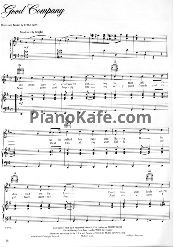 Ноты Queen - Good company - PianoKafe.com