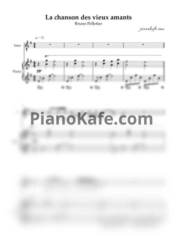 Ноты Bruno Pelletier - La chanson des vieux amants - PianoKafe.com