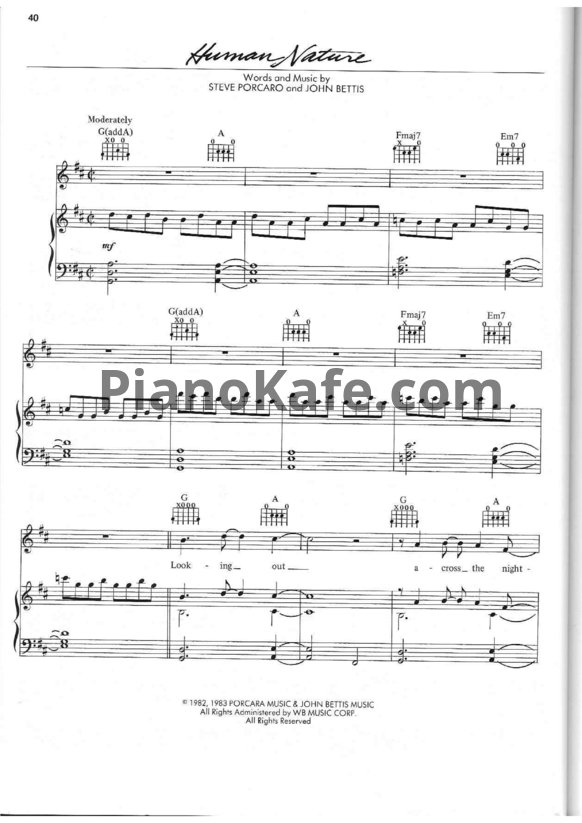 Ноты Michael Jackson - Human Nature - PianoKafe.com