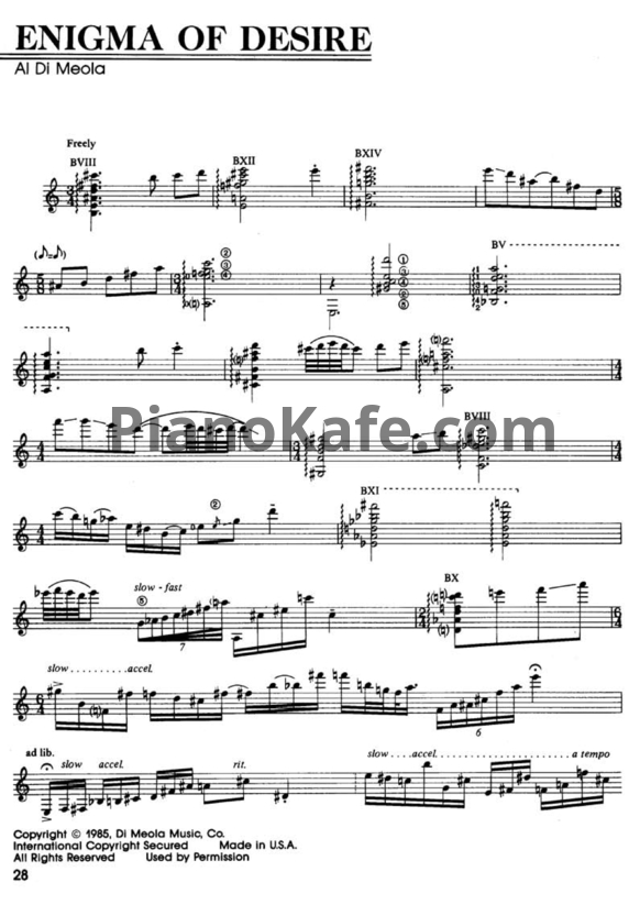 Ноты Al Di Meola - Enigma of desire - PianoKafe.com