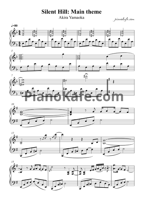 Ноты Akira Yamaoka - Silent Hill theme - PianoKafe.com