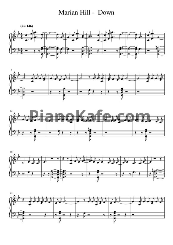 Ноты Marian Hill - Down - PianoKafe.com