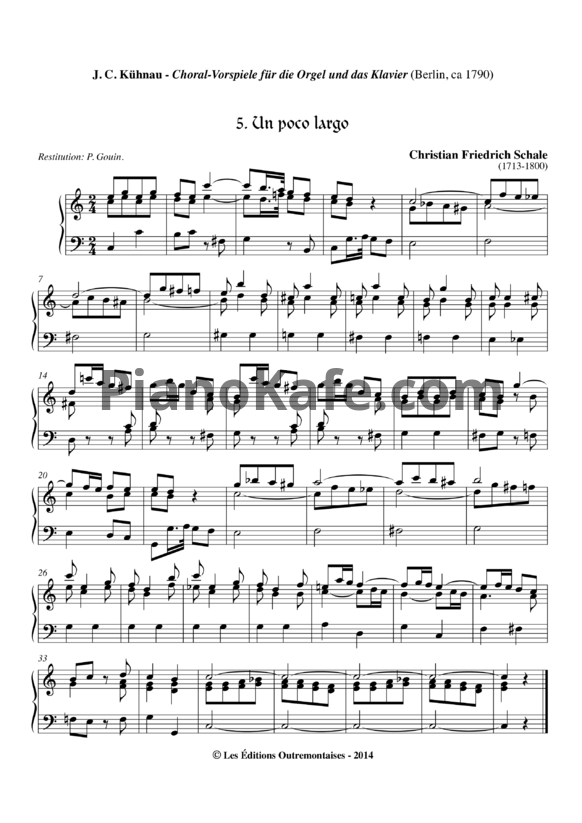 Ноты Кристиан Фридрих Шале - Un poco adagio до мажор - PianoKafe.com