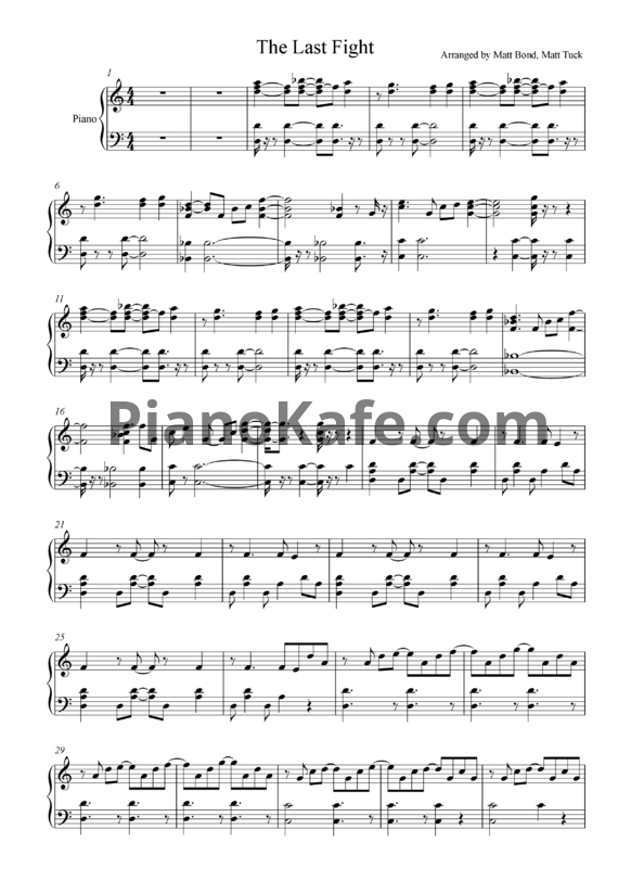 Ноты Bullet For My Valentine - Last fight - PianoKafe.com