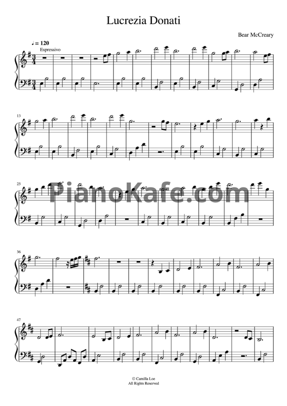 Ноты Bear McCreary - Lucrezia Donati - PianoKafe.com