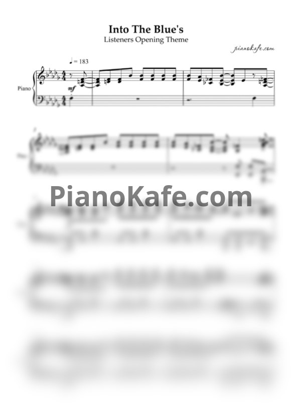 Ноты Jin - Into the blue's (Opening theme) - PianoKafe.com