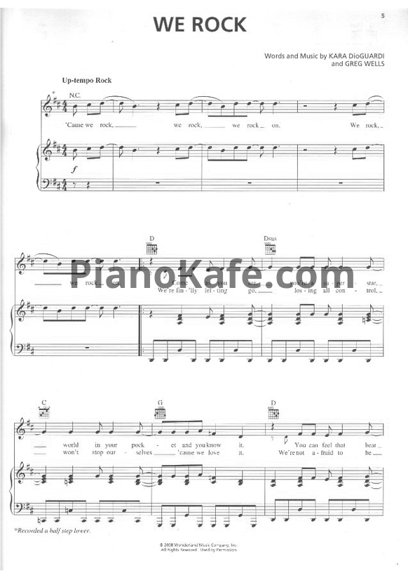 Ноты Kara DioGuardi, Greg Wells - We rock - PianoKafe.com