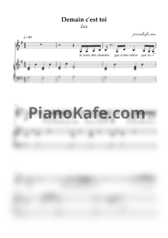 Ноты Zaz - Demain c'est toi - PianoKafe.com