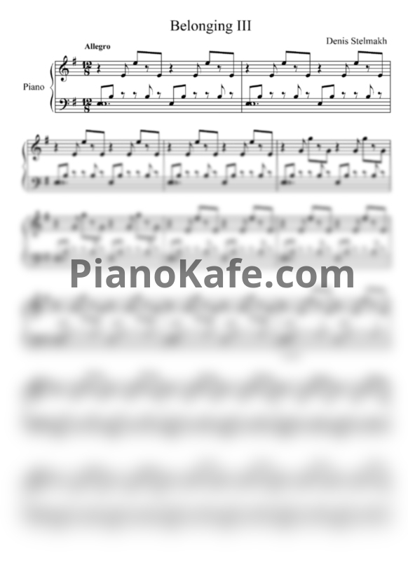 Ноты Denis Stelmakh - Belonging III - PianoKafe.com