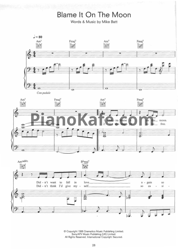 Ноты Katie Melua - Blame it on the moon - PianoKafe.com