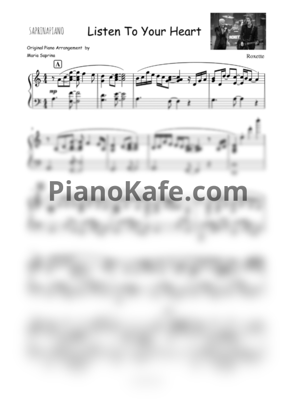 Ноты Roxette - Listen to your heart (SaprinaPiano cover) - PianoKafe.com