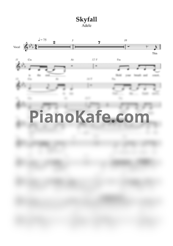 Ноты Adele - Skyfall (Вокальная партия) - PianoKafe.com
