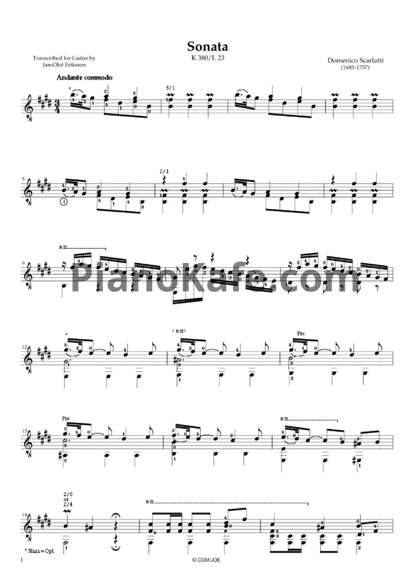 Ноты Д. Скарлатти - Соната K380/L23 - PianoKafe.com