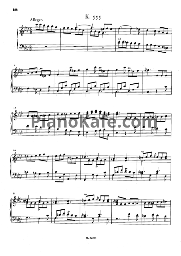 Ноты Д. Скарлатти - Соната K555 - PianoKafe.com