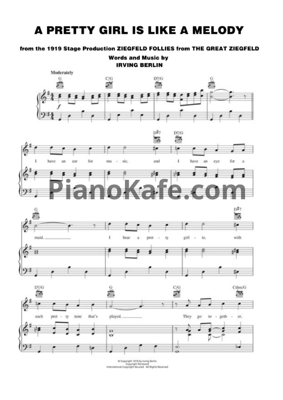 Ноты Irving Berlin - A pretty girl is like a melody - PianoKafe.com