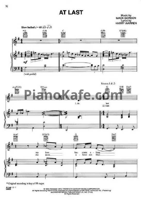 Ноты Celine Dion - At last - PianoKafe.com