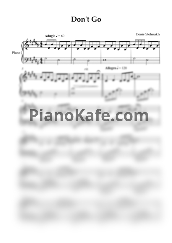 Ноты Denis Stelmakh - Don't go - PianoKafe.com